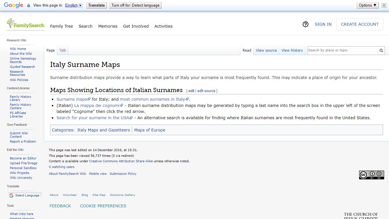 Italy Surname Maps • FamilySearch