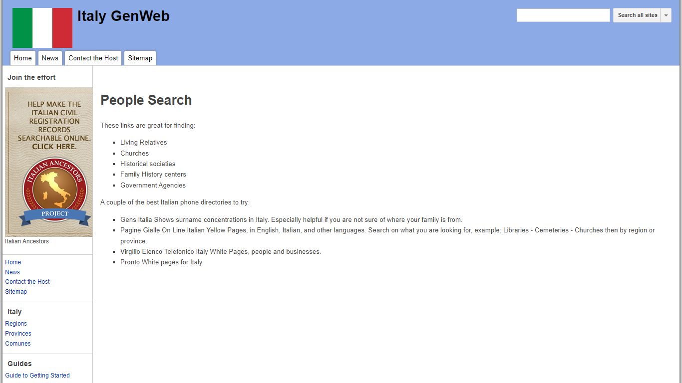 People Search - Italy GenWeb